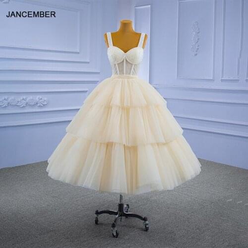 J67307 JANCEMBER Evening Gown Champagne Camisole Tube Top Frill Backless Lace Luxury Inlaid Striped Pattern Evening Host Gown