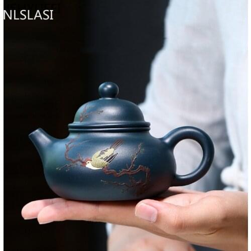 Chinese Yixing Purple Clay Tea pot Flowers and birds Teapot Raw ore beauty kettle Master handmade Teaware gifts Authentic 200ml