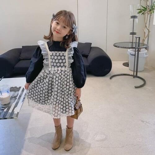 Girls' Suit Autumn 2021 New Korean Style Baby Dress Little Childrens Clothing Two-Piece Skirt Western Style