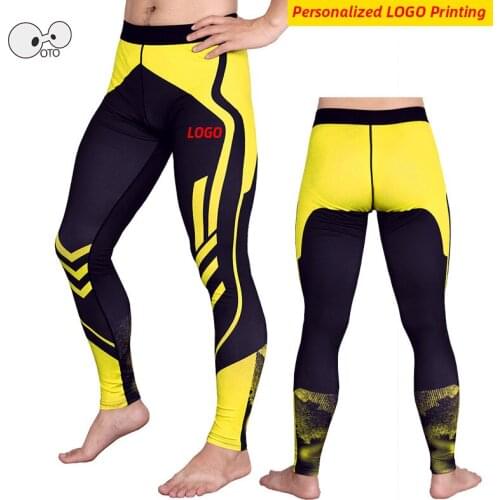 Personalize LOGO Mens Compression Pants Quick Dry Sportswear Running Tights Gym Fitness Training Sports Leggings Workout Bottoms