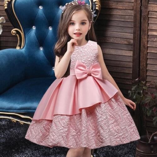 Summer Flower Dress for Girls Tutu Kids Clothing Prom Bow Wedding Dresses Children Birthday Princess Party Dress Custumes 8 10Y