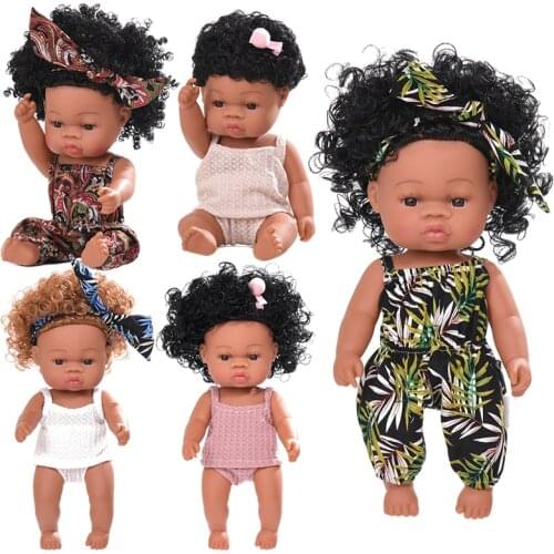Summer 35cm Full Silicone Body Black Skin Dolls Body African Reborn Bebe Doll Waterprof Black Doll Lifelike Reborn Baby Dolls