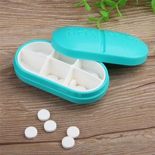 Capsule Shape 6 Grids Mini Pill Box Medicine Case Foldable Container Drug Tablet Storage Travel Portable Medicine Holder