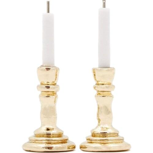 Odoria 1:12 Miniature Furniture 1 Pair Candle and Holder Candlestick Living Room Bedroom Dollhouse Accessories Doll House Decor