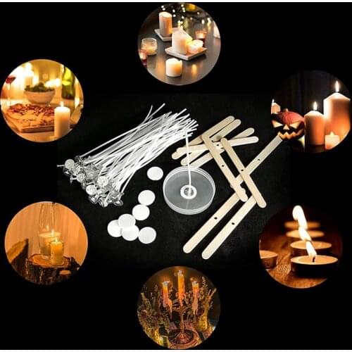 MLGB 30 Candle Chips and 10 Wooden Candle Center Devices Used for Soy Beeswax Candle Making and Candle DIY Christmas Gifts