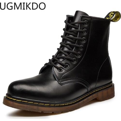 Fashion Autumn Men Martins Boots Leather Warm Ankle Boots High Top Waterproof Motorcycle Boots Zapatillas Hombre