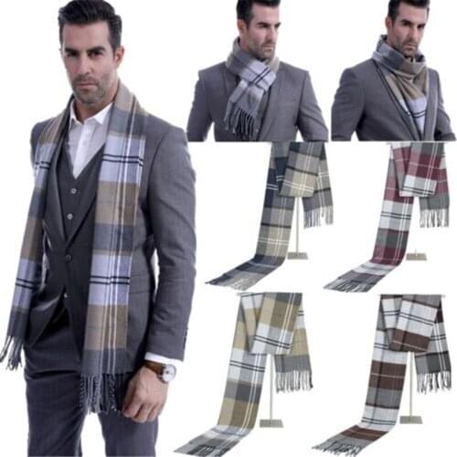 Mens Scotland Soft Scarf Wool Check Plaid Winter Warm Shawl Neck Wrap Long Scarf