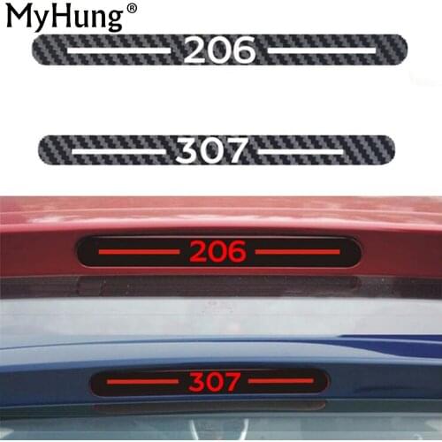 Newest Carbon Fiber Car Sticker Of Additional Brake Light Fit For Peugeot 206 301 307 High Brake Rear Light Sticker Car Styling
