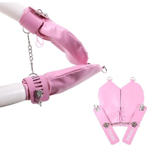 Bdsm Handcuffs Wrist Hand Cuffs Mitts Gloves With Padlock Mittens Costumes Bondage Cosplay Adult Accessories Sex Toys