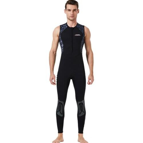 3mm Neoprene Wetsuit One-Piece Vest & Long Leggings Front Zip Men Women Triathlon Race Suit - Skinsuit Trisuit Sleeveless