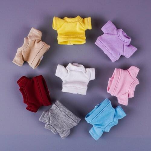 OB11 Baby Clothing Short Sleeve Hoodie T-Shirt 1/12 BJD Baby Molly GSC Plain Body doll clothes