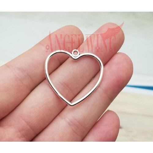 20pcs/lot--29x28mm, heart chams, Antique silver plated Hollow heart charms,DIY supplies, Jewelry accessories