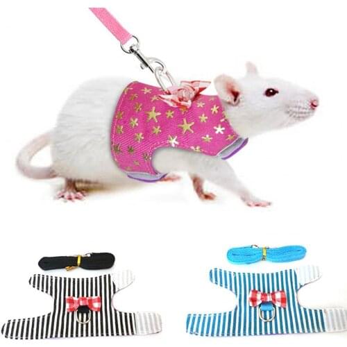 Traction Rope D-ring Design Washable 3 Colors Pet Harness Set For Ferrets Cute Bunny Anti-lost Shopping Traction Resistance Rope