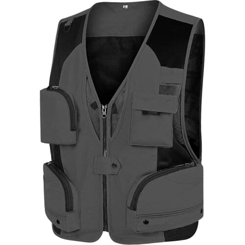 Fishing Vest Detachable Multiple Pockets Breathable Grid Mesh Comfortable Wear-Resisting