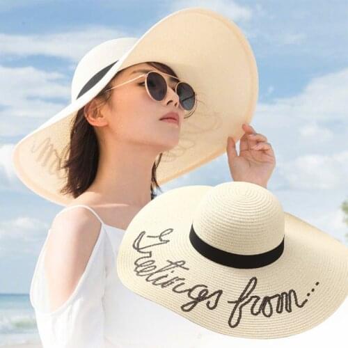 Sun Hats Paillette Embroidery Hat with Big Brim Beach Hat Outdoor Sunhat
