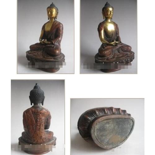 [old craft ] 8' Original Old Tibetan Brass Buddhism Bodhisattva Sakyamuni Buddha Statue (A0314)