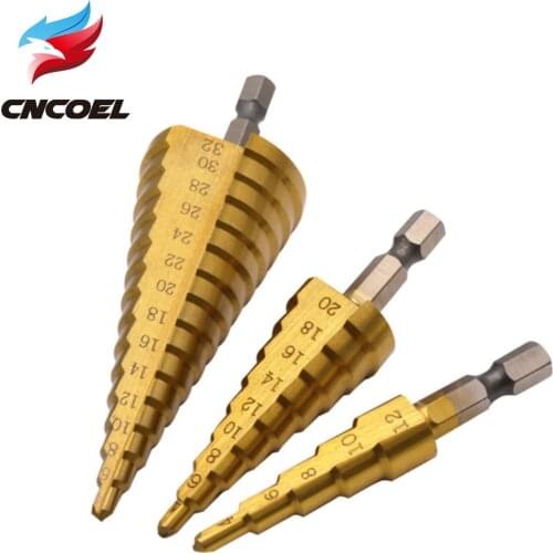 Step Drill Bit 4-12 4-20 4-32mm Titanium Steel Woodworking Metal Drilling Set Step Cone Cutting Tools