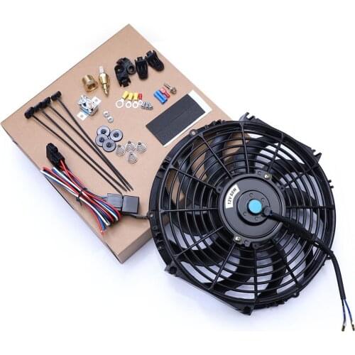 Universal Reversible 12'' Cooling Electric Radiator Fan 1250CFM 7 AMP 12V 80W Black S Blade Fit For Any Automotive Vehicle