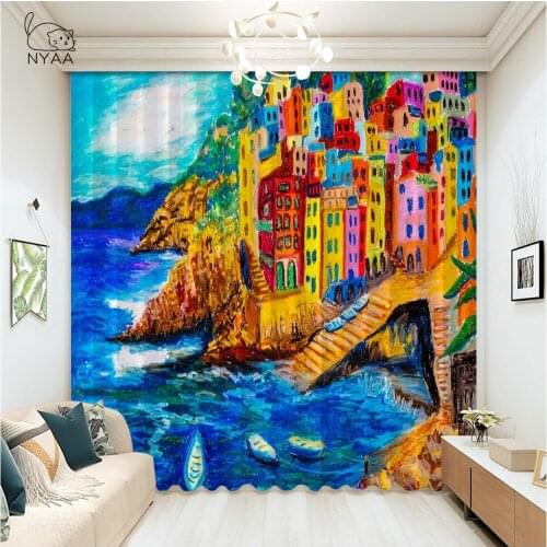 Venice Beach Curtain For The Kitchen Interior For Home Curtains Living Room Blue Decoration Luxury Child Curtain Micro Shading