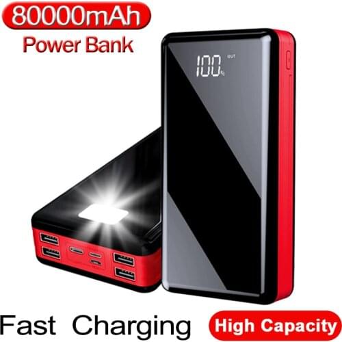 80000mah Power Bank Portable Charger Large Capacity External Battery 4USB Digital Display Powerbank for Samsung Xiaomi IPhone
