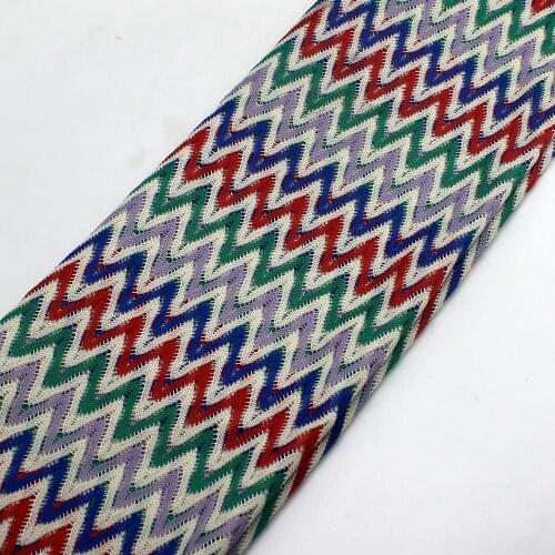 Zig Zag Knitting Lace Fabrics Blue 1 Meter For Dress Wave Striped Crochet Mesh Fabrics Diy Garment 150CM Wide