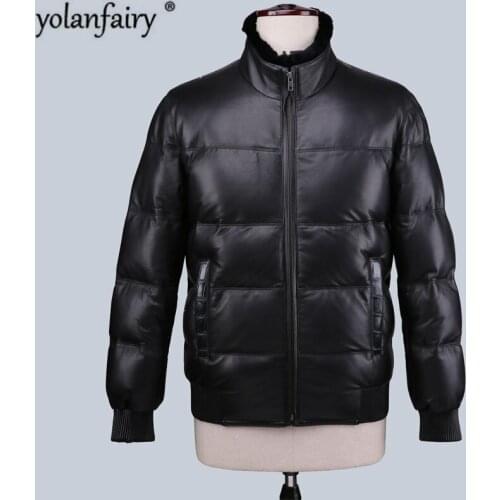 YOLANFAIRY Geniune Leather Jacket Men Sheepskin Leather Goose Down Coat Winter Warm Thick Outwear Casaca De Pluma 16-H32# MF379