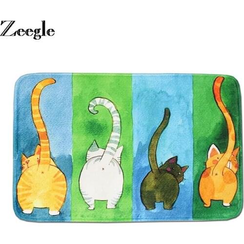 Zeegle Cat Carpet Funny Door Mat Outdoor Rugs Home Floor Mat Child Carpet Kids Bedroom Rug Foot Mat Non-slip Bathroom Carpet