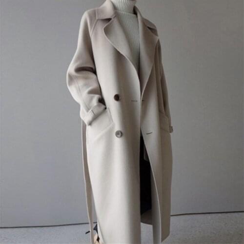 New Fashion 2021 Fall /Autumn Casual Vintage Double breasted Simple Classic Long Trench Women Coat Oversize Female Windbreaker