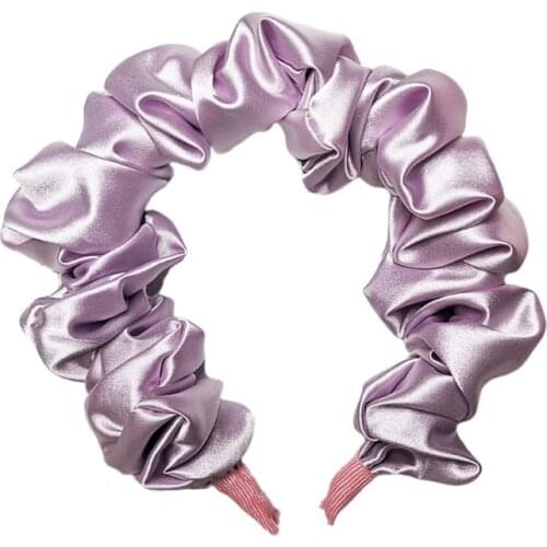 Imitation Silk Women Shiny Hair Hoop Bubble Wrinkled Large Intestine Headband Q1QA