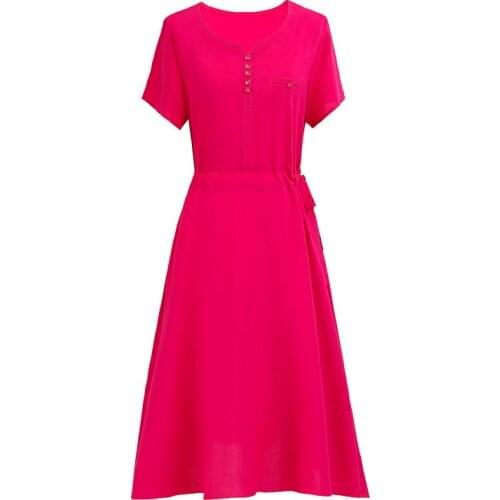 ZB4953 2021 new lady dress 40 years old 50 solid color middle-aged mother summer women fashion dress cheap wholesale