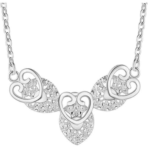 NEW 925 Sterling Silver Necklace For Women Jewelry 18 inches heart Pattern Pendant Fashion Christmas gifts Wedding