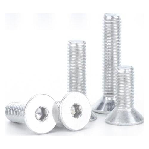 10pcs M6 hex countersunk head screws flat hexagon bolt set metric screw fastener 6061 aluminum alloy
