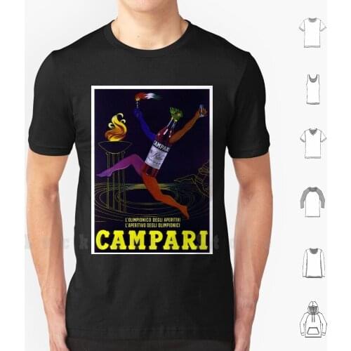 1960 Italian Bitter Campari Lithographic Print T Shirt DIY Cotton Big Size S-6xl Campari Bitter Campari Cordial Aperitif