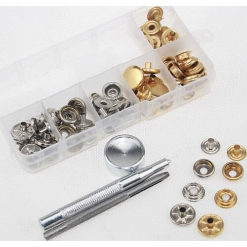 20 pieces of 15MM metal snap buttons for clothes no. 201 + tool set leather buttons coat jacket down snap button