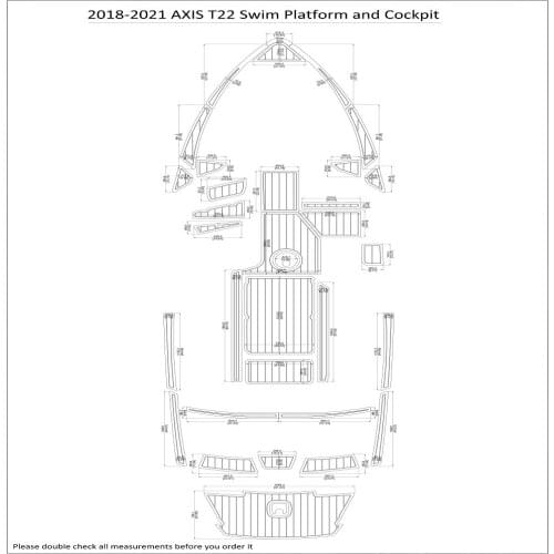 2018-2021 AXIS T22 Swim Platform and Cockpit Pad Boat EVA Teak Decking 1/4" 6mm
