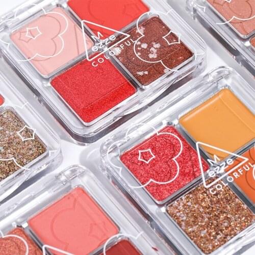4Colors Eyeshadow Palette Makeup Glitter Eyes Waterproof Long Lasting Pumpkin Make Up Earth Tone Pigment Eye Shadow Cosmetics