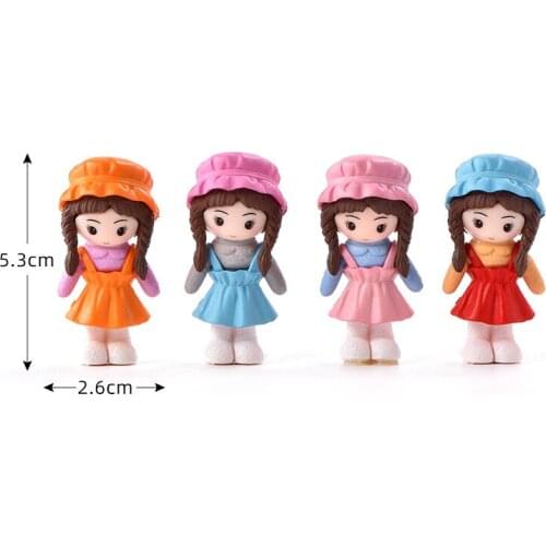4Pcs/Set Pretty Fishermans Hat Girl Fairy Garden Miniature Figurine Bonsai Crafts Ornament Gnomes Moss Terrariums Decorative