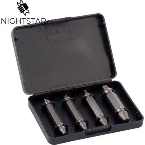 4Pcs Screw Extractor Drill Bits Guide Set Broken Damaged Bolt Remover Easy #1 #2 #3 #4 with Case Drill Bits for Metal