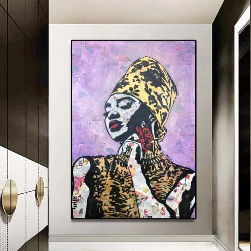 Abstract Fashion Vogue Women Canvas Print Painting Graffiti Newspaper Collage Posters Street Art Wall Picture Home Decoration
