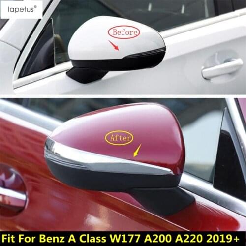 Lapetus Accessories Fit For Benz A Class W177 A200 A220 A250 2019 2020 ABS Door Rearview Mirror Strip Molding Cover Kit Trim