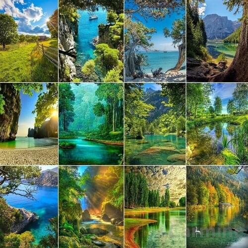 5D DIY Diamond Painting Wholesale Natural Scenery Lake Cross Stitch Landscape Embroidery Full Round&Square Drill Home Decoration