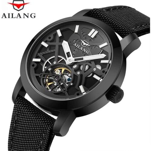 Switzerland Mens Watches Top Brand Luxury Tourbillon Skeleton Automatic Mechanical Watch Nylon and steel Male Luminous Clock