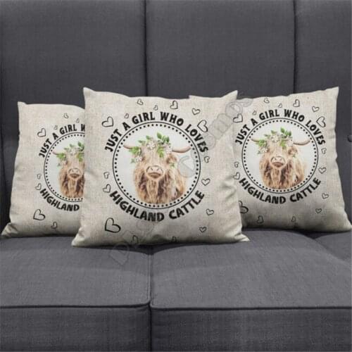 Love Highland Cattle Pillow Cover Arm Pillowcases Throw Pillow Cover Home Decoration 01