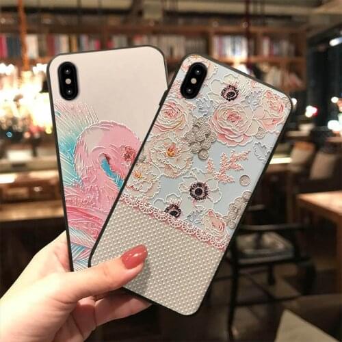 Flamingo Flower 3D Emboss Phone Case for Samsung S10e S8 9 10 20 21 Ultra Plus Note 8 9 10 20 Ultra Plus Coque Soft Back Cover