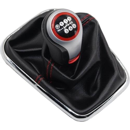 Black Red Line Gear Shift Knob Lever Shifter Gaitor Boot PU Leather for VW 2003-2008 Golf 4 IV MK4 GTI R32 Jdm Shift Knob 12MM