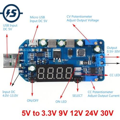 DC-DC Boost Buck Voltage Converter Adjustable Step UP / Down Power Supply Module CVCC 15W 5V to 3.3V 9V 12V 24V 30V