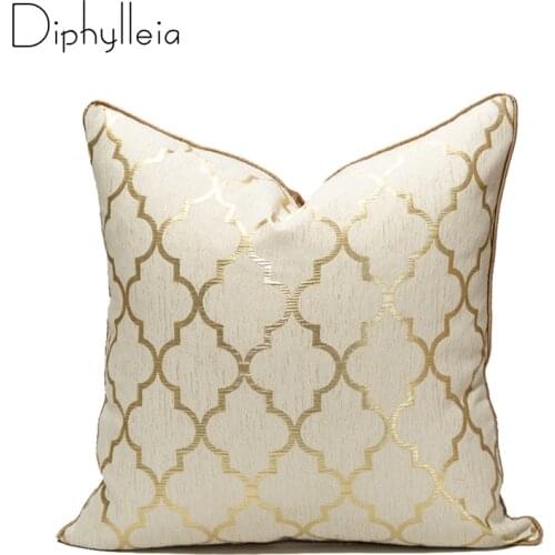 Diphylleia Geometry Jacquard Beige Pillow Cover 18x18 Inch Throw Pillow Case Minimalist Sofa Cushion Cover Decorative Coussin
