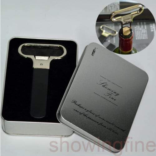 Hot Sale Two-prong Cork Puller Ah-so Wine Opener Zinc Alloy Old Wine Opener with Tin Box Packing for Free Foil Cutter