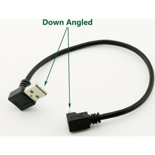 1pcs USB 2.0 A Male Plug Down Angle 90 Degree to Micro USB 5 Pin Male Down Angled Data Charge Adapter Cable Cord 25cm
