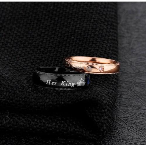 Jewelry Her King His Queen Couple Ring Fashion Charm Source Hot Titanium Steel Ring